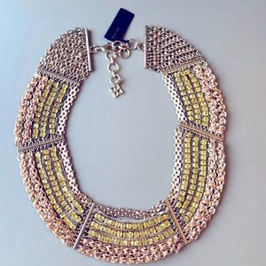 BCBG MAXAZRIA CORDED CHAIN & GLASS STONE NECKLACE